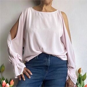 Vince Camuto Light Pink Blouse with Cut-Out Sleeves Size